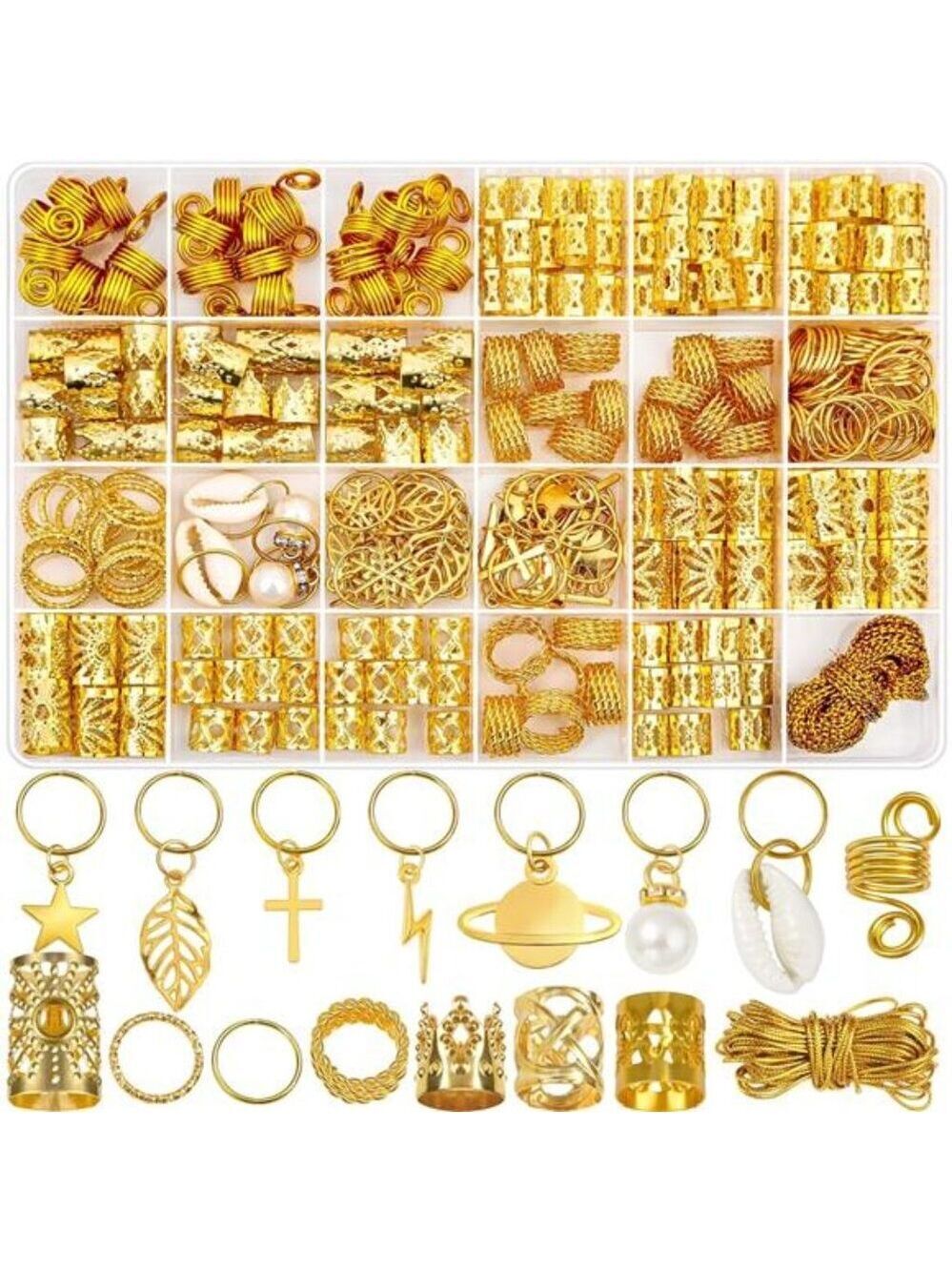 Hair jewelry for braids dreadlocks gold cuffs rings clips loc accessories set wo